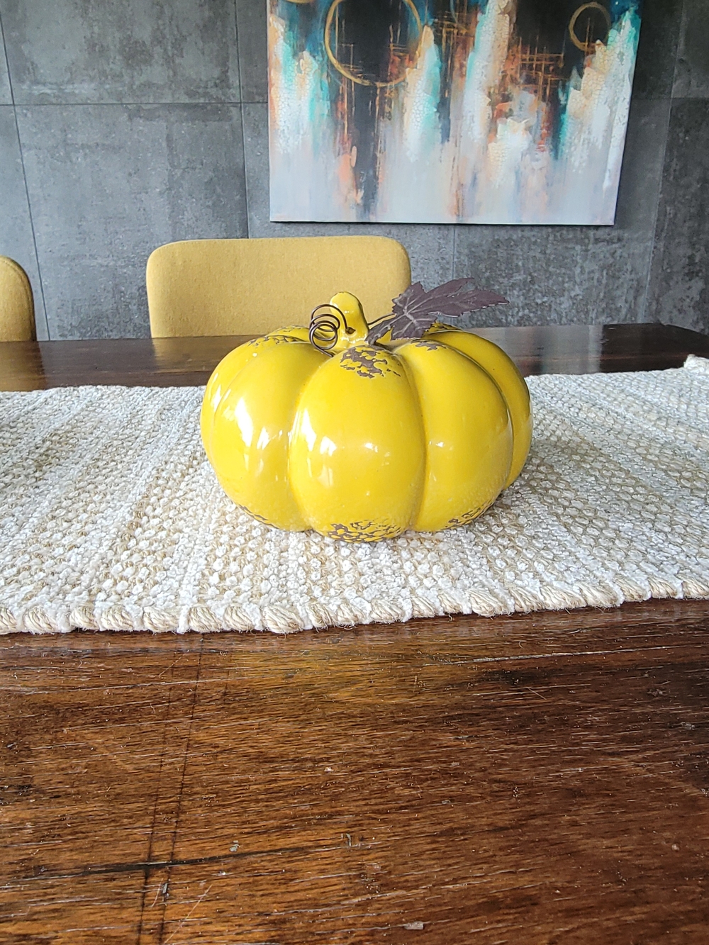 Yellow Decorative Pumpkin Centerpiece